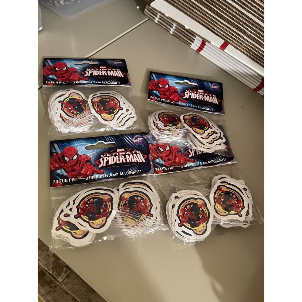 4 Ultimate Spider Man Wilton Fun Pix 24 Ct. Cupcake Toppers NEW 96 Total